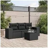 Image de Salon de jardin modulable noir resine tressee 3 personnes 62 x 55 x 69 4 pieces