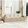 Image de Salon de Jardin avec Coussins 4 pcs, Canapés de Terrasse, Ensemble de Meubles de Patio, Mobilier d'Extérieur, Beige 3254615