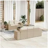 Image de Salon de jardin modulable GENERIQUE beige 6 pieces resine tressee 62 x 55 x 69 cm 5 personnes