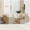Image de Salon de Jardin avec Coussins 7 pcs, Canapés de Terrasse, Ensemble de Meubles de Patio, Mobilier d'Extérieur, Beige 3254655
