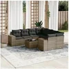 Image de Salon de jardin modulable resine tressee 9 pieces 8 personnes 62 x 62 x 69 cm gris
