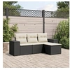 Image de Salon de Jardin avec Coussins 4 pcs, Canapés de Terrasse, Ensemble de Meubles de Patio, Mobilier d'Extérieur, Noir 3254803