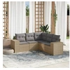 Image de Salon de Jardin avec Coussins 5 pcs, Canapés de Terrasse, Ensemble de Meubles de Patio, Mobilier d'Extérieur, Beige 3254886