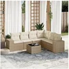 Image de Salon de jardin modulable beige 6 personnes 7 pieces 62 x 62 x 69 cm resine tressee
