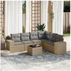 Image de Salon de jardin modulable beige 7 pieces rotin 62 x 62 x 69 cm