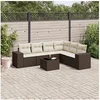 Image de Salon de jardin modulable GENERIQUE - Lot de 7 pièces - 6 personnes - Résine tressée marron