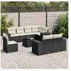 Image de Salon de Jardin avec Coussins 9 pcs, Canapés de Terrasse, Ensemble de Meubles de Patio, Mobilier d'Extérieur, Noir 3255183