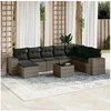 Image de Salon de Jardin avec Coussins 9 pcs, Canapés de Terrasse, Ensemble de Meubles de Patio, Mobilier d'Extérieur, Gris 3255307