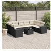 Image de Salon de Jardin avec Coussins 10 pcs, Canapés de Terrasse, Ensemble de Meubles de Patio, Mobilier d'Extérieur, Noir 3255343