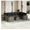 Image de Salon de Jardin avec Coussins 10 pcs, Canapés de Terrasse, Ensemble de Meubles de Patio, Mobilier d'Extérieur, Gris 3255347