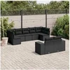 Image de Salon de Jardin avec Coussins 9 pcs, Canapés de Terrasse, Ensemble de Meubles de Patio, Mobilier d'Extérieur, Noir 3255352