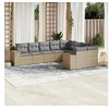 Image de Salon de Jardin avec Coussins 9 pcs, Canapés de Terrasse, Ensemble de Meubles de Patio, Mobilier d'Extérieur, Beige 3255376