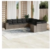 Image de Salon de Jardin avec Coussins 10 pcs, Canapés de Terrasse, Ensemble de Meubles de Patio, Mobilier d'Extérieur, Gris 3255447