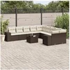 Image de Resine tressee marron 11 pieces 10 personnes x 83 x 69 salon de jardin modulable