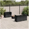Image de Salon de Jardin avec Coussins 6 pcs, Canapés de Terrasse, Ensemble de Meubles de Patio, Mobilier d'Extérieur, Noir 3255810