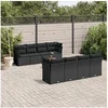 Image de Salon de Jardin avec Coussins 9 pcs, Canapés de Terrasse, Ensemble de Meubles de Patio, Mobilier d'Extérieur, Noir 3255852