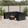 Image de Salon de Jardin avec Coussins 9 pcs, Canapés de Terrasse, Ensemble de Meubles de Patio, Mobilier d'Extérieur, Noir 3255859