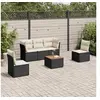Image de Salon de Jardin avec Coussins 6 pcs, Canapés de Terrasse, Ensemble de Meubles de Patio, Mobilier d'Extérieur, Noir 3255874