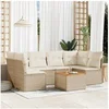 Image de Salon de jardin modulable rotin 6 personnes beige 62 x 62 x 69 cm 7 pieces