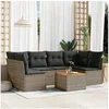 Image de Salon de jardin modulable - Pack de 7 pièces - Rotin gris 6 personnes Table fixe 62x62x69 cm