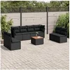 Image de Salon de jardin modulable noir resine tressee 9 pieces 62.0 x 62 x 69 cm 8 personnes