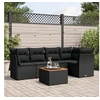 Image de Salon de Jardin avec Coussins 6 pcs, Canapés de Terrasse, Ensemble de Meubles de Patio, Mobilier d'Extérieur, Noir 3255957