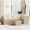 Image de Salon de Jardin avec Coussins 6 pcs, Canapés de Terrasse, Ensemble de Meubles de Patio, Mobilier d'Extérieur, Beige 3255960