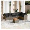 Image de Salon de jardin modulable Lot de 8 pièces 2 personnes gris résine tressée