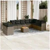 Image de Salon de jardin modulable - Lot de 11 pièces - Résine tressée - Gris - 10 personnes