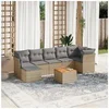 Image de Salon de jardin modulable - Lot de 8 pieces - Rotin - Beige - 7 personnes