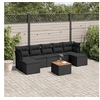Image de Salon de Jardin avec Coussins 8 pcs, Canapés de Terrasse, Ensemble de Meubles de Patio, Mobilier d'Extérieur, Noir 3256104
