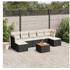 Image de Salon de Jardin avec Coussins 8 pcs, Canapés de Terrasse, Ensemble de Meubles de Patio, Mobilier d'Extérieur, Noir 3256105