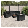 Image de Salon de Jardin avec Coussins 10 pcs, Canapés de Terrasse, Ensemble de Meubles de Patio, Mobilier d'Extérieur, Noir 3256139