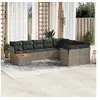 Image de Salon de Jardin avec Coussins 10 pcs, Canapés de Terrasse, Ensemble de Meubles de Patio, Mobilier d'Extérieur, Gris 3256158