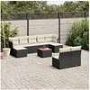 Image de Salon de jardin modulable resine tressee noir 10 pieces 62.0 x 62 x 69