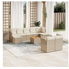Image de Salon de jardin modulable vidaxl 9 personnes beige 10 pieces 62 x 62 x 69 cm rotin