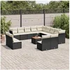 Image de Salon de Jardin avec Coussins 14 pcs, Canapés de Terrasse, Ensemble de Meubles de Patio, Mobilier d'Extérieur, Noir 3256266