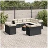 Image de Salon de Jardin avec Coussins 12 pcs, Canapés de Patio, Ensemble de Meubles, Mobilier de Terrasse Exterieur, Noir 3256273
