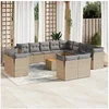 Image de Salon de jardin modulable rotin 14 pieces beige 62 x 62 x 69 cm 12 personnes