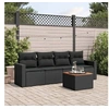 Image de Salon de Jardin avec Coussins 5 pcs, Canapés de Terrasse, Ensemble de Meubles de Patio, Mobilier d'Extérieur, Noir 3256328
