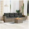 Image de Salon de jardin modulable rotin gris 5 pieces x 65.5 x 69
