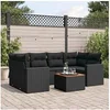 Image de Salon de Jardin avec Coussins 7 pcs, Canapés de Terrasse, Ensemble de Meubles de Patio, Mobilier d'Extérieur, Noir 3256349