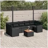 Image de Salon de Jardin avec Coussins 8 pcs, Canapés de Terrasse, Ensemble de Meubles de Patio, Mobilier d'Extérieur, Noir 3256363