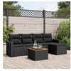 Image de Salon de Jardin avec Coussins 6 pcs, Canapés de Terrasse, Ensemble de Meubles de Patio, Mobilier d'Extérieur, Noir 3256426