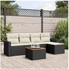 Image de Salon de Jardin avec Coussins 6 pcs, Canapés de Terrasse, Ensemble de Meubles de Patio, Mobilier d'Extérieur, Noir 3256427