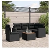 Image de Salon de Jardin avec Coussins 6 pcs, Canapés de Terrasse, Ensemble de Meubles de Patio, Mobilier d'Extérieur, Noir 3256454