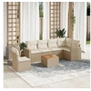 Image de Salon de jardin modulable rotin 7 pieces beige 62 x 62 x 69 cm 6 personnes