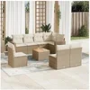 Image de Salon de jardin modulable - Lot de 9 pièces - Rotin Beige - Table fixe