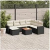 Image de Salon de jardin modulable - Lot de 8 pièces - Résine tressée noir 7 personnes avec rangement