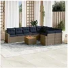 Image de Salon de Jardin avec Coussins 10 pcs, Canapés de Patio, Ensemble de Meubles, Mobilier de Terrasse Exterieur, Gris 3256614
